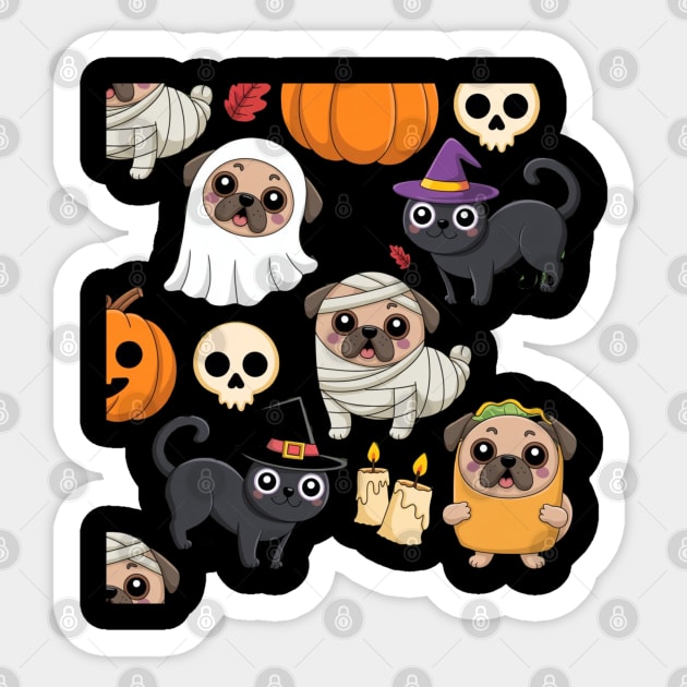 Halloween-Pug Sticker by Creatifly Graphic Tees